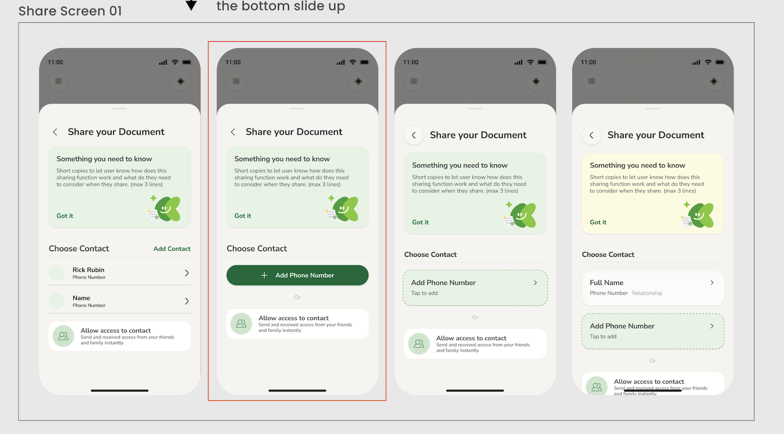 the figma design input: a document-sharing flow